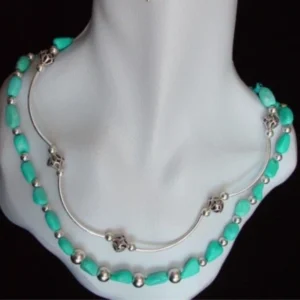 2-strand Turquoise and Sterling Silver Necklace